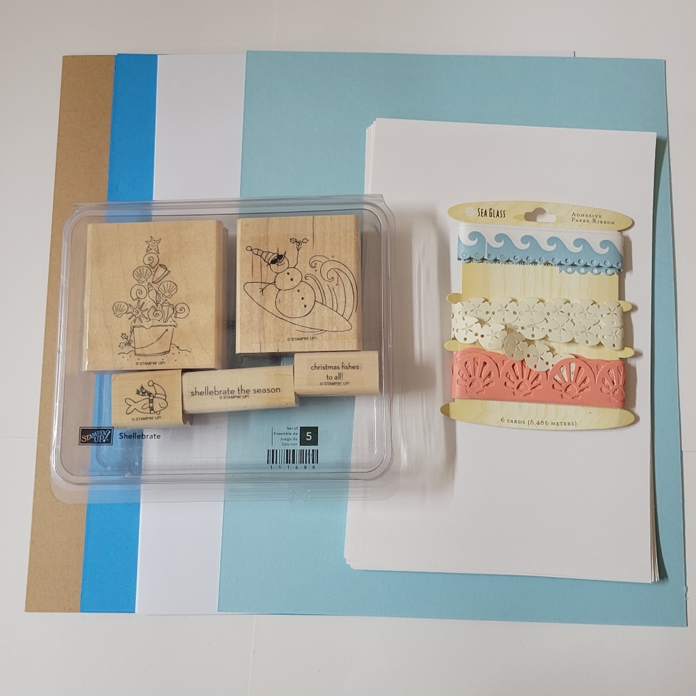 Stampin Up - Shellebrate Wooden Block Rubber Stamp Set